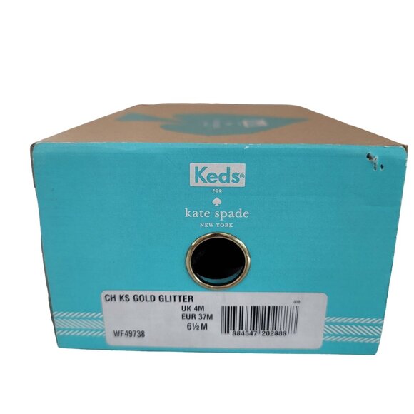 Kate Spade New York keds NIB Women's Gold Glitter Sneakers Sz 6.5M ribbon Laces - Picture 4 of 14